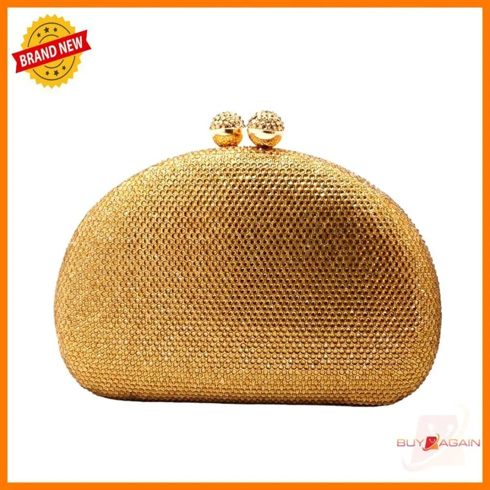 Sparkly Rhinestone Evening Clutch Shell Design Removable Strap Wedding Prom